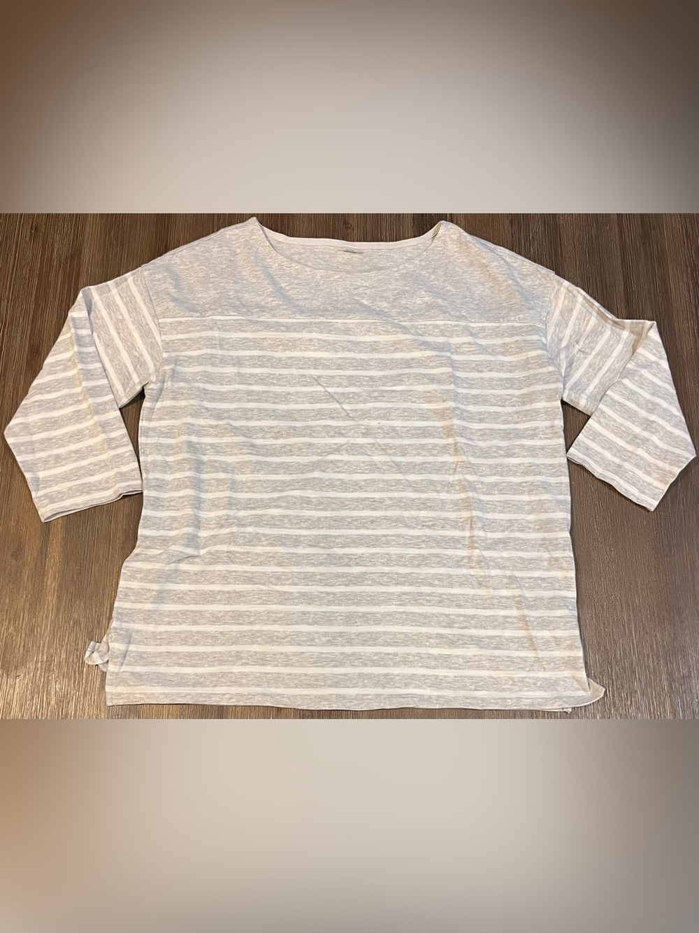 Old Navy Gray and White Striped Top
